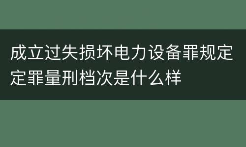 成立过失损坏电力设备罪规定定罪量刑档次是什么样
