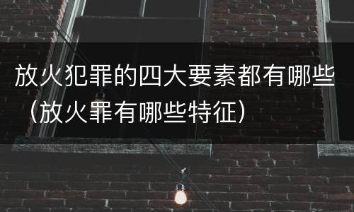 放火犯罪的四大要素都有哪些（放火罪有哪些特征）