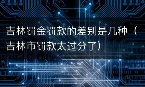 吉林罚金罚款的差别是几种（吉林市罚款太过分了）