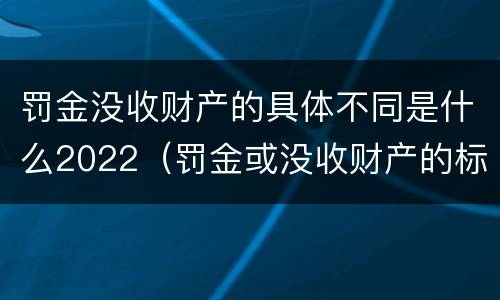 罚金没收财产的具体不同是什么2022（罚金或没收财产的标准）