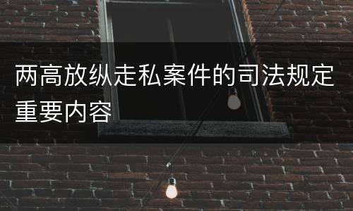 两高放纵走私案件的司法规定重要内容