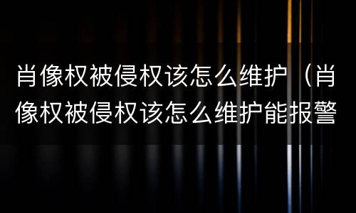 肖像权被侵权该怎么维护（肖像权被侵权该怎么维护能报警吗）