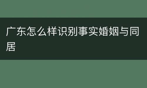 广东怎么样识别事实婚姻与同居
