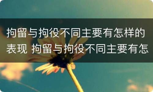 拘留与拘役不同主要有怎样的表现 拘留与拘役不同主要有怎样的表现呢