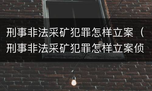 刑事非法采矿犯罪怎样立案（刑事非法采矿犯罪怎样立案侦查）