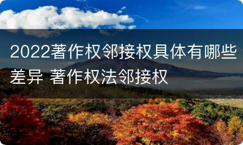 2022著作权邻接权具体有哪些差异 著作权法邻接权