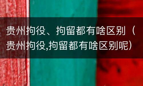 贵州拘役、拘留都有啥区别（贵州拘役,拘留都有啥区别呢）