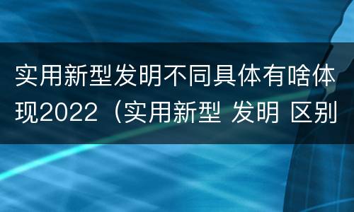 实用新型发明不同具体有啥体现2022（实用新型 发明 区别）