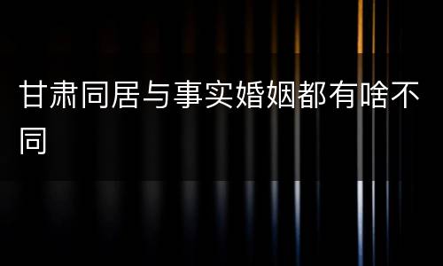 甘肃同居与事实婚姻都有啥不同