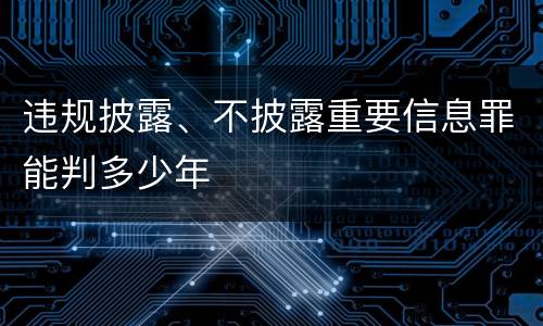 违规披露、不披露重要信息罪能判多少年