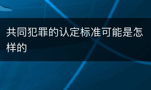 共同犯罪的认定标准可能是怎样的