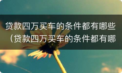 贷款四万买车的条件都有哪些（贷款四万买车的条件都有哪些要求）
