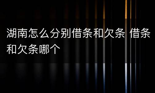 湖南怎么分别借条和欠条 借条和欠条哪个