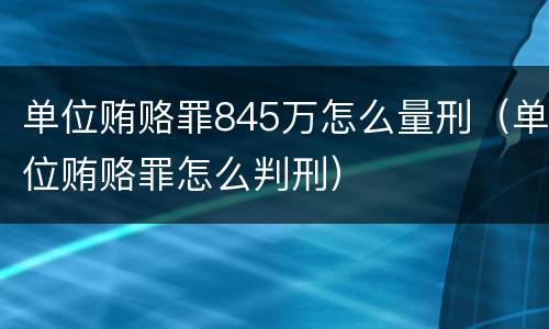 单位贿赂罪845万怎么量刑（单位贿赂罪怎么判刑）