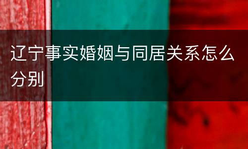 辽宁事实婚姻与同居关系怎么分别