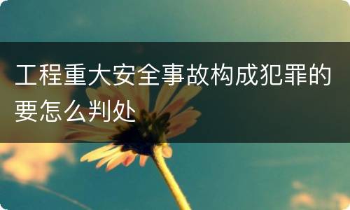 工程重大安全事故构成犯罪的要怎么判处