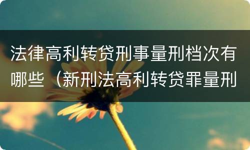 法律高利转贷刑事量刑档次有哪些（新刑法高利转贷罪量刑标准）