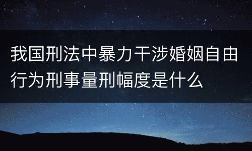 我国刑法中暴力干涉婚姻自由行为刑事量刑幅度是什么