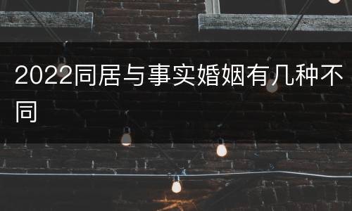 2022同居与事实婚姻有几种不同