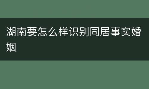 湖南要怎么样识别同居事实婚姻