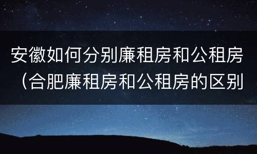 安徽如何分别廉租房和公租房（合肥廉租房和公租房的区别）