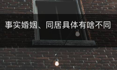 事实婚姻、同居具体有啥不同