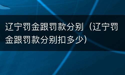 辽宁罚金跟罚款分别（辽宁罚金跟罚款分别扣多少）