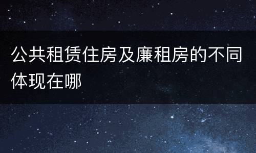 公共租赁住房及廉租房的不同体现在哪