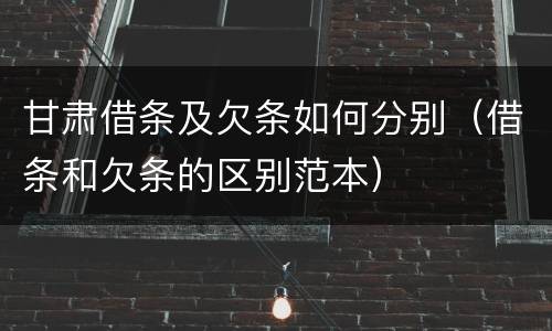 甘肃借条及欠条如何分别（借条和欠条的区别范本）