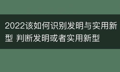 2022该如何识别发明与实用新型 判断发明或者实用新型