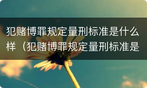 犯赌博罪规定量刑标准是什么样（犯赌博罪规定量刑标准是什么样的）