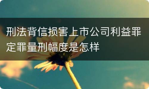 刑法背信损害上市公司利益罪定罪量刑幅度是怎样
