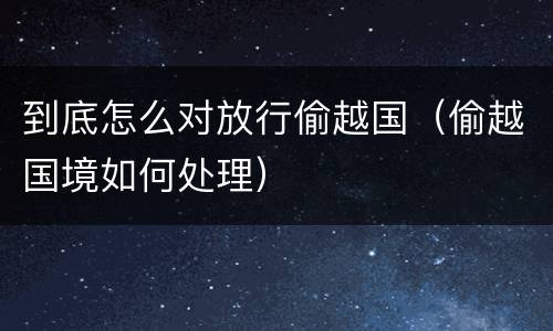 到底怎么对放行偷越国（偷越国境如何处理）