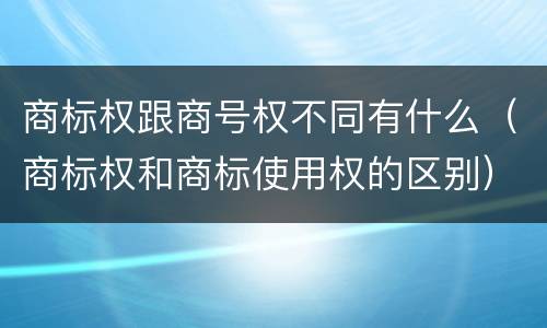 商标权跟商号权不同有什么（商标权和商标使用权的区别）