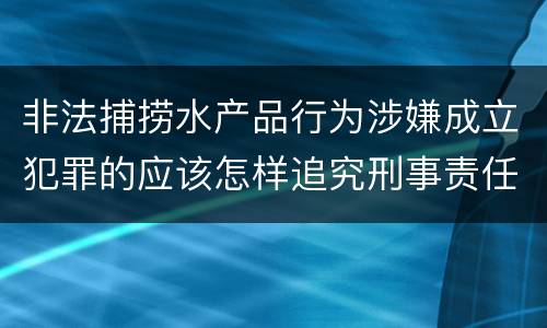 非法捕捞水产品行为涉嫌成立犯罪的应该怎样追究刑事责任