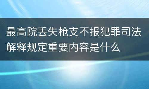 最高院丢失枪支不报犯罪司法解释规定重要内容是什么
