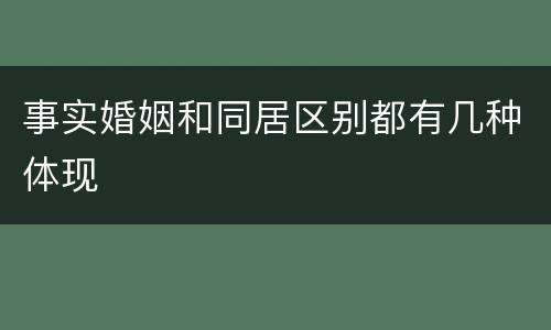 事实婚姻和同居区别都有几种体现