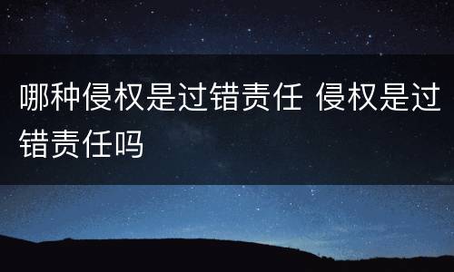哪种侵权是过错责任 侵权是过错责任吗