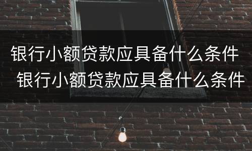 银行小额贷款应具备什么条件 银行小额贷款应具备什么条件呢