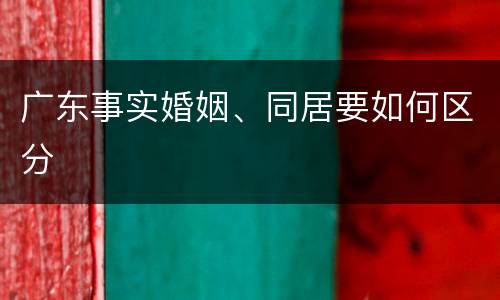 广东事实婚姻、同居要如何区分
