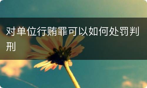 对单位行贿罪可以如何处罚判刑