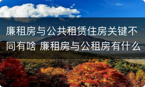廉租房与公共租赁住房关键不同有啥 廉租房与公租房有什么不同