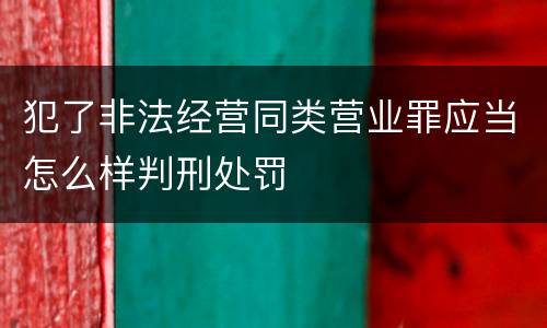 犯了非法经营同类营业罪应当怎么样判刑处罚