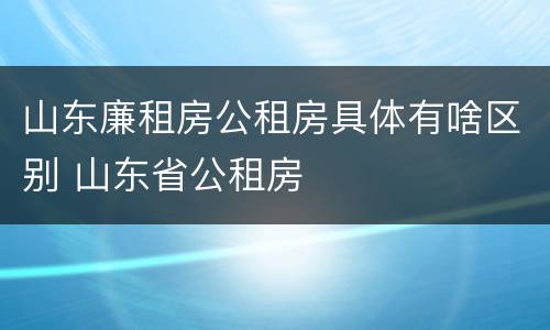 山东廉租房公租房具体有啥区别 山东省公租房