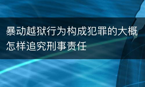 暴动越狱行为构成犯罪的大概怎样追究刑事责任