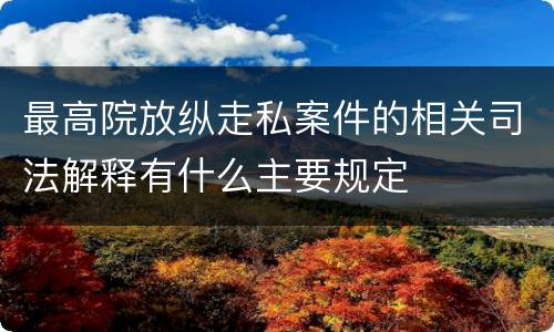 最高院放纵走私案件的相关司法解释有什么主要规定
