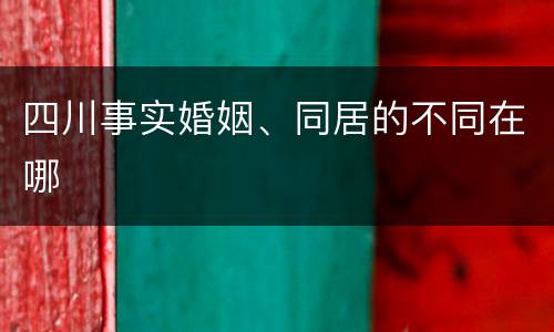 四川事实婚姻、同居的不同在哪