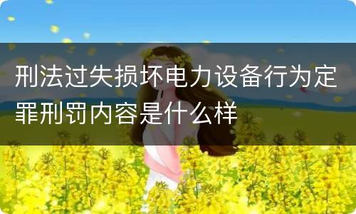 刑法过失损坏电力设备行为定罪刑罚内容是什么样