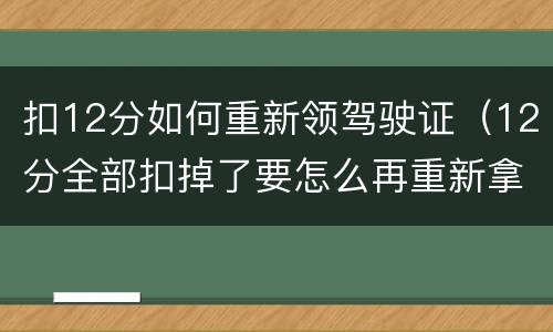 扣12分如何重新领驾驶证（12分全部扣掉了要怎么再重新拿到驾照）