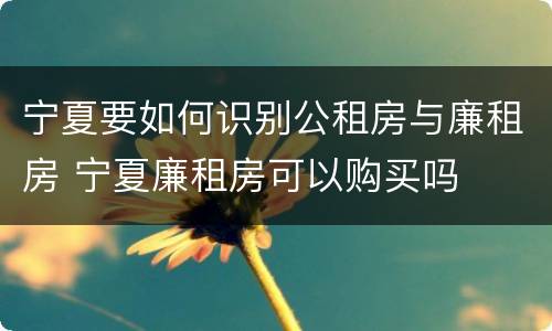 宁夏要如何识别公租房与廉租房 宁夏廉租房可以购买吗